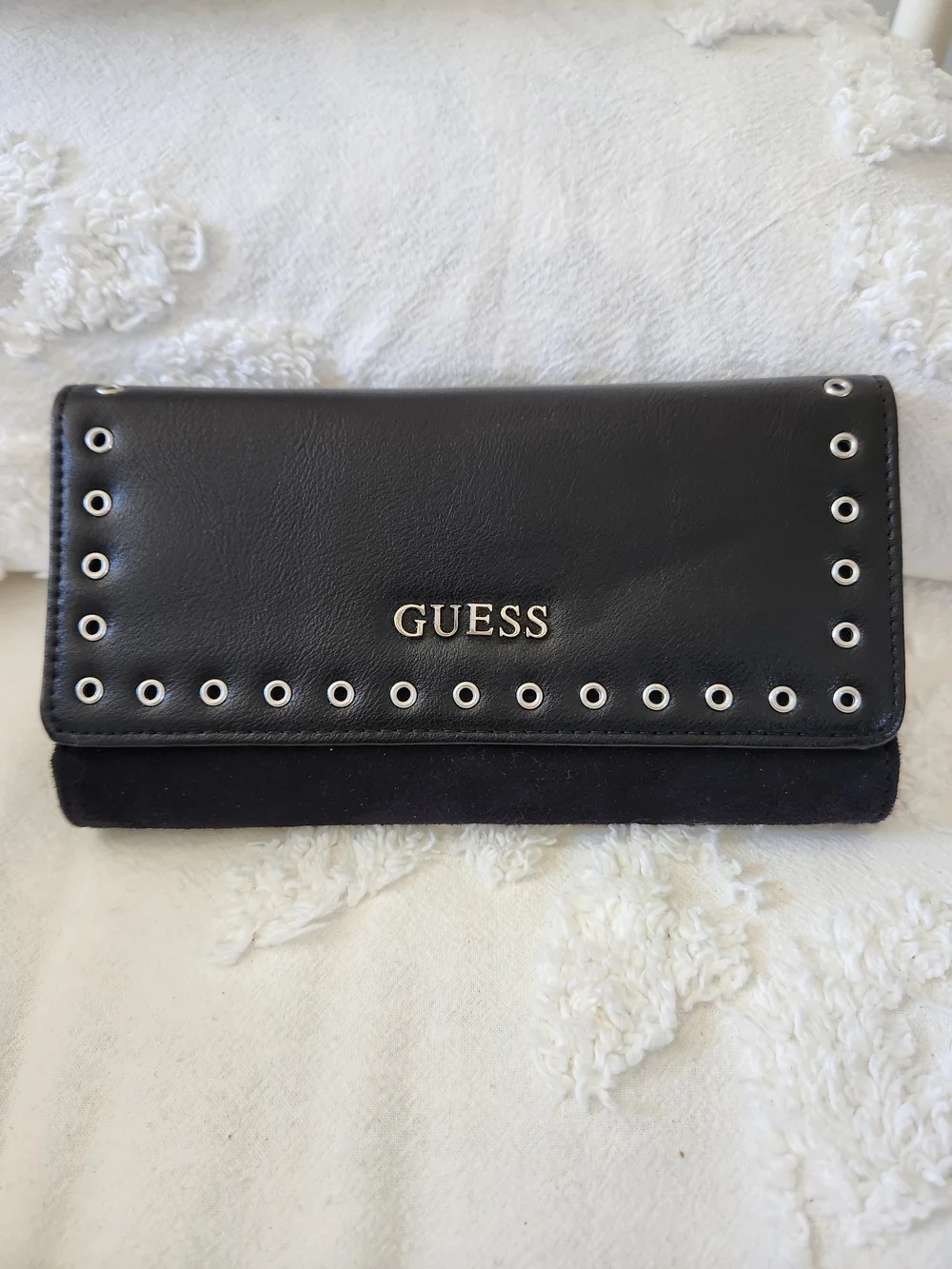 VINTAGE GUESS Black Suede & Leather Crossbody Bag with Matching Wallet